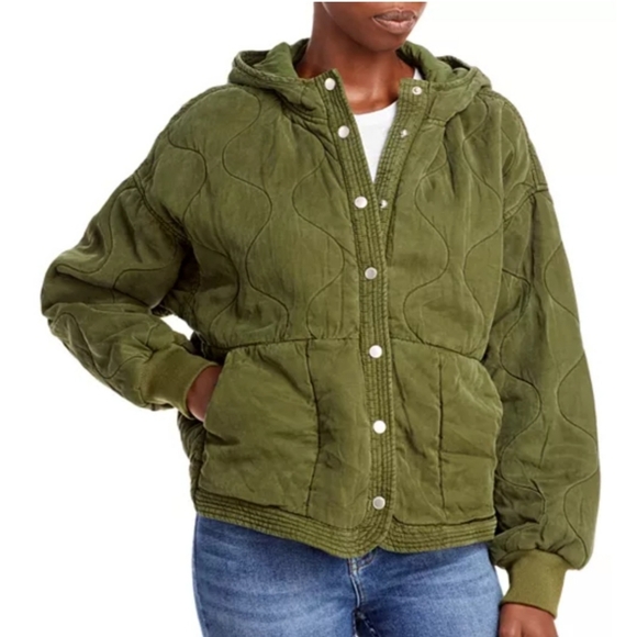 Blank NYC Jackets & Blazers - BlankNYC Hooded Quilted Jacket Snap Front Closure Side Slant Pockets Size MED
